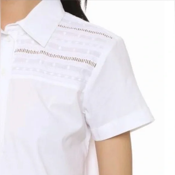 Cupcakes & Cashmere White Embroidered Cotton Collared Shirttail Mini Dress Sz S - Picture 4 of 9